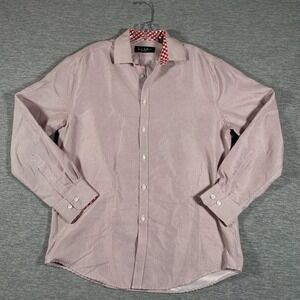 Nicole Miller New York Shirt Mens Medium Red Geometric Spread Collar Long Sleeve